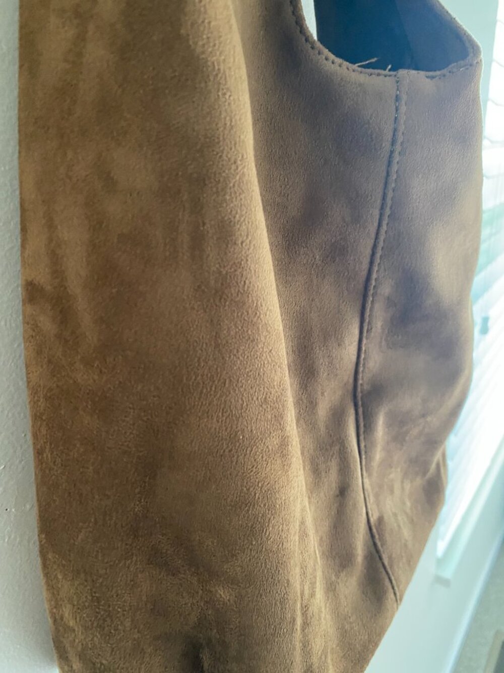 H&M Brown Faux Suede Slouchy Hobo Shoulder Bag Boho Minimalist Large - Picture 2 of 8